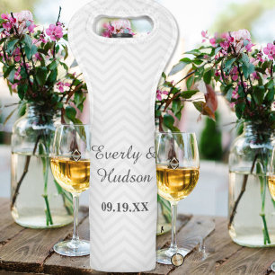 Vintage Modern Retro Zigzag Personalized Wedding Wine Bag