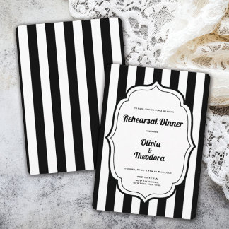 Vintage Modern Stripe Rehearsal Dinner Invitation