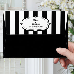 Vintage modern Stripe Wedding Envelope