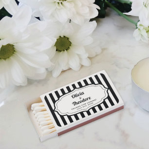 Vintage modern Stripe Wedding favor Matchboxes