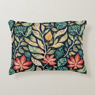 Vintage Modern Teal and Coral Floral Accent Pillow