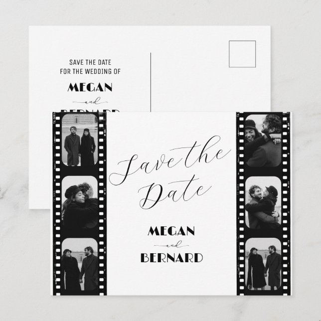 Vintage Modern trendy film roll wedding photo Postcard (Front/Back)