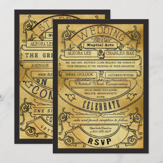 Vintage Modern Typography Ticket Wedding Invite