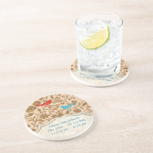 Vintage Modern Vintage Birds Colorful Coaster