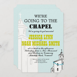 Vintage Modern We're going to the Chapel Wedding Invitation