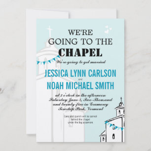 Vintage Modern We're going to the Chapel Wedding Invitation