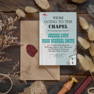 Vintage Modern We're going to the Chapel Wedding Invitation