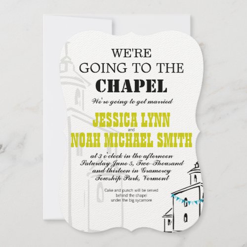 Vintage Modern Were going to the Chapel Wedding Invitation