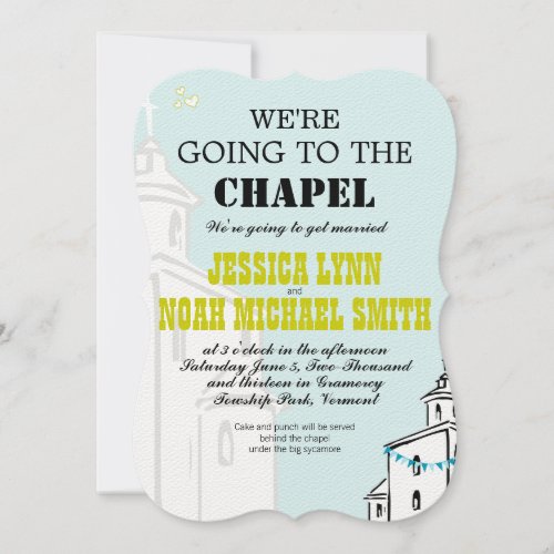 Vintage Modern Were going to the Chapel Wedding Invitation