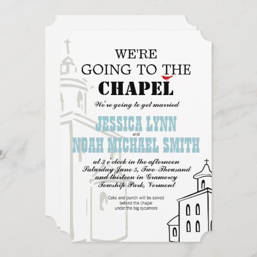 Vintage Modern Were going to the Chapel Wedding Invitation