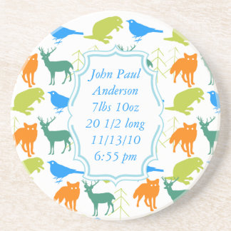 Vintage Modern Woodland Creatures Colorful Coaster