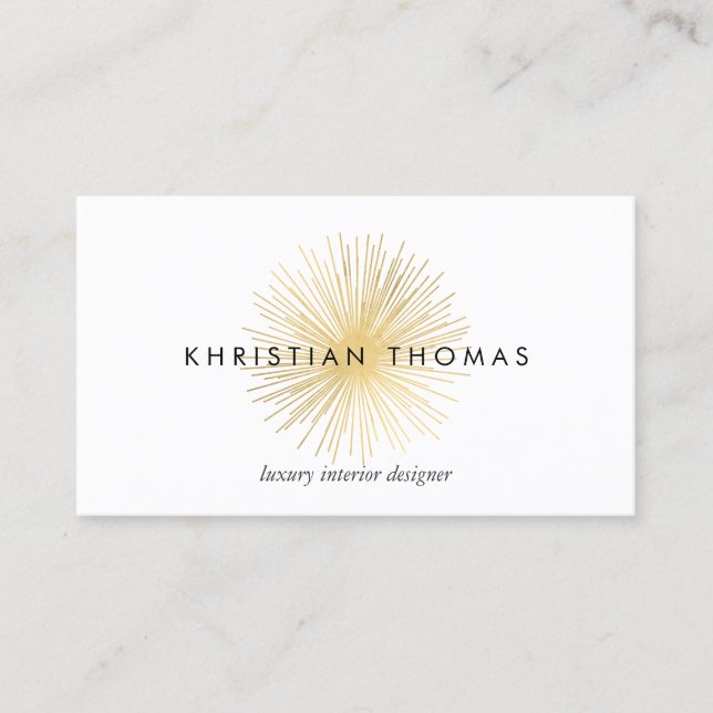 Vintage Modernist Luxe Gold Sputnik Designer Business Card (Front)