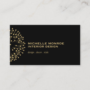 Vintage Modernist Starburst Interior Designer Blk Business Card