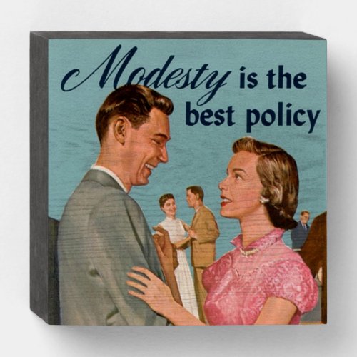 Vintage Modest Young Couple Wooden Box Sign