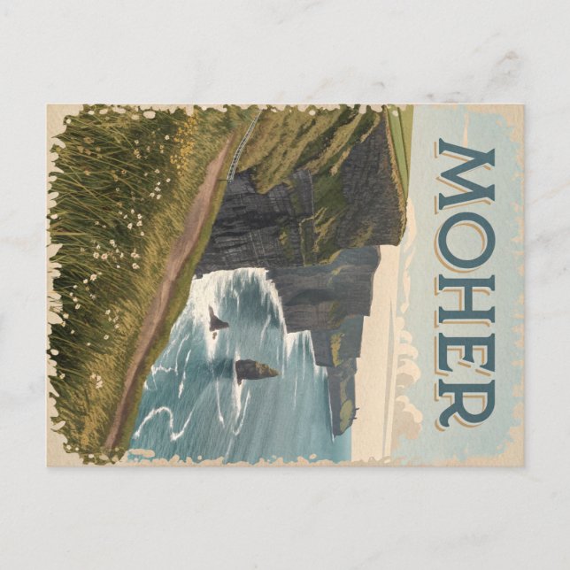 Vintage Moher: Cliffs & Ocean View Postcard (Front)