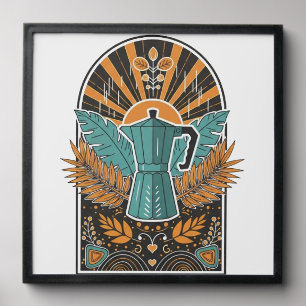 Vintage Moka Pot Coffee Arch - Retro Boho Botanica Peel And Stick Photo Tile