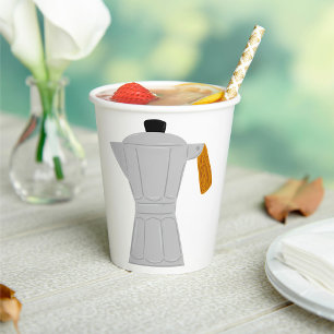 Vintage Moka Pot Coffee Maker Retro Espresso Paper Cups