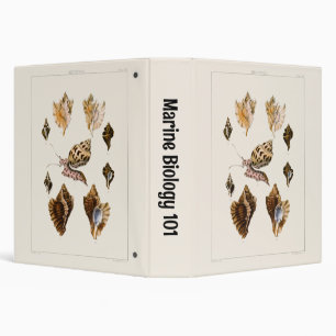 Vintage Mollusks and Snails, Marine Life Organisms 3 Ring Binder