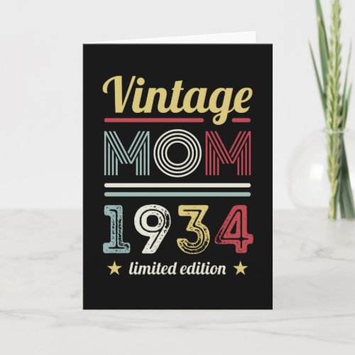 Vintage Mom 1934 90th Birthday Gift Women Retro Card