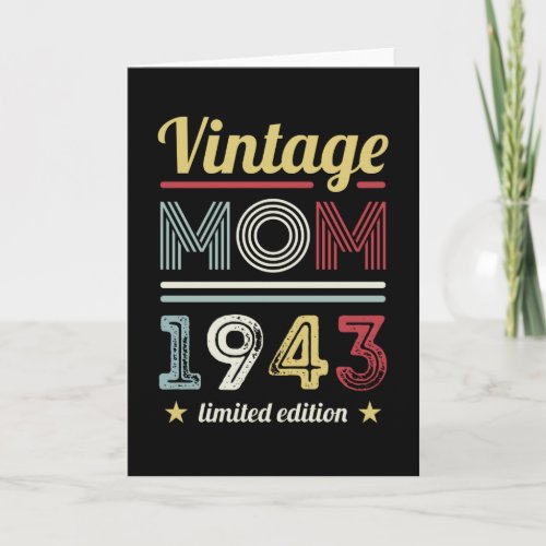 Vintage Mom 1943 80th Birthday Gift Women Retro Card