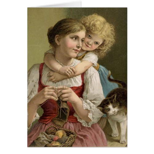 Vintage Mom and Daughter Mothers Day Card 