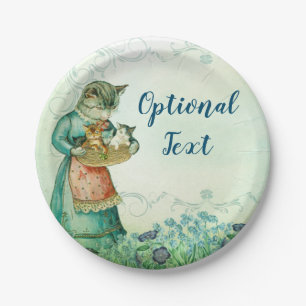 Vintage Mom Cat with Kittens Paper Plates