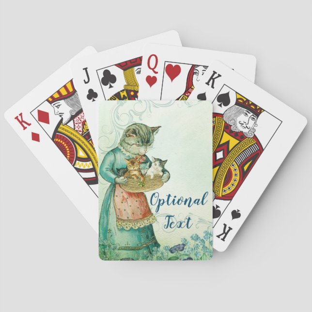 Vintage Mom Cat with Kittens Poker Cards (Back)
