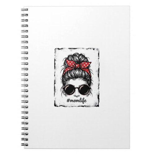 Vintage Mom Life Messy Bun Bandana Shirt Design_1 Notebook
