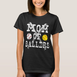Vintage Mom of Ballers Funny Baseball Softball Lov T-Shirt