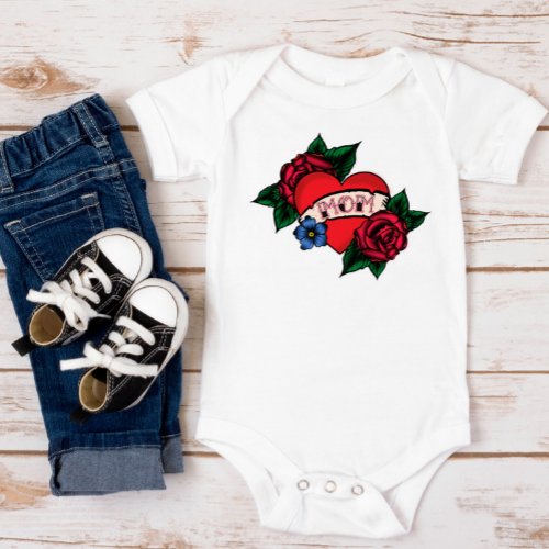 Vintage Mom Tattoo Baby Bodysuit