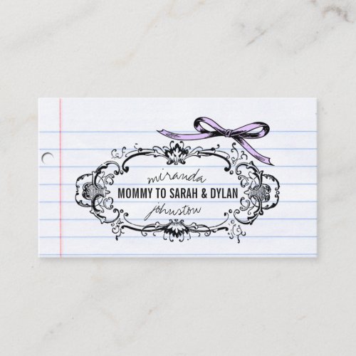 vintage mommy calling card calligraphy bow script