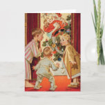 Vintage Mommy Kissing Santa Claus Christmas Holiday Card<br><div class="desc">Vintage Mommy Kissing Santa Claus Christmas Holiday Card. This funny design features three kids who have caught Mommy kissing Santa Claus. What a beautiful retro holiday scene. Personalize this custom design with your own inside greeting.</div>