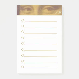 Vintage Mona Lisa Eyes & Monogram Lined Post-it Notes