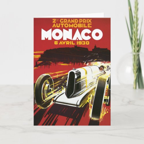Vintage Monaco Car Road Race Poster Card