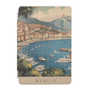 Vintage Monaco Harbour Travel Scene Custom Text iPad Mini Cover