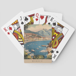 Vintage Monaco Harbour Travel Scene Custom Text Poker Cards