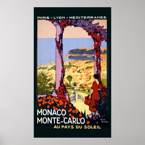 Vintage Monaco Monte Carlo Travel Poster