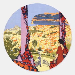 Vintage Monaco Monte Carlo Travel Round Sticker
