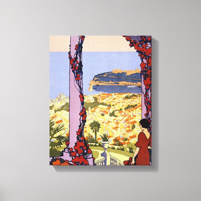 Vintage Monaco Monte Carlo Wrapped Canvas Print (Front)