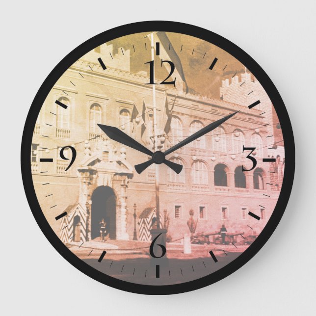 Vintage Monaco Principality princely palace Watch Large Clock (Front)