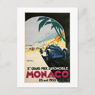 Vintage Monaco Racing Grand Prix Postcard