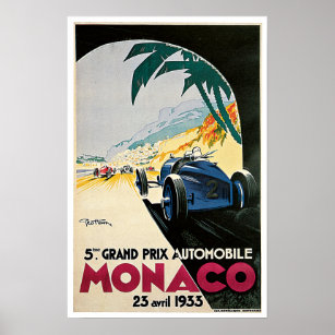 Vintage Monaco Racing Grand Prix Poster