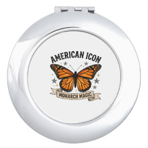 Vintage Monarch Butterfly American Icon Lumbar Pil Compact Mirror