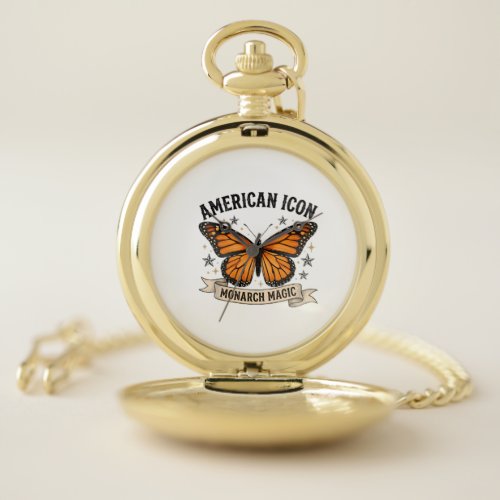 Vintage Monarch Butterfly American Icon Lumbar Pil Pocket Watch