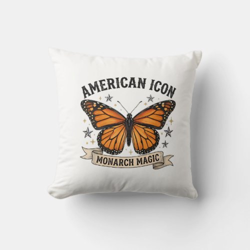 Vintage Monarch Butterfly American Icon Lumbar Pil Throw Pillow