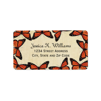 Vintage Monarch Butterfly Border on Parchment Label