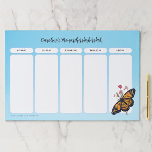 Vintage Monarch Butterfly Week at a Glance Planner Paper Pad