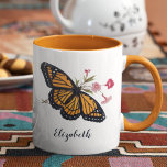 Vintage Monarch Butterfly With Name Cute Colorful Mug<br><div class="desc">This hand-drawn illustration of a Monarch Butterfly comes from a vintage Victorian era collection of moths and butterflies of North America. The color of the name on the mug coordinates with the charcoal black of the beautiful butterfly wings. These butterflies have kept their colors for 150 years. They can still...</div>