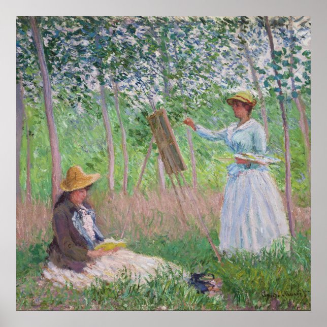 Vintage Monet Dappled Sunlight Forest Art Poster (Front)