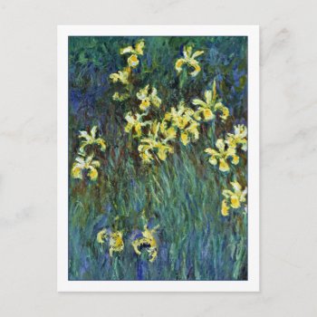 Vintage Monet Painting Yellow Irises Postcard by lazyrivergreetings at Zazzle